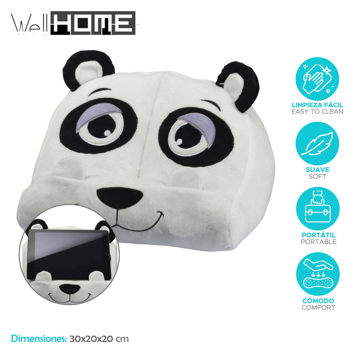 Soporte peluche para libros diseño panda 30x20x20cm (2)