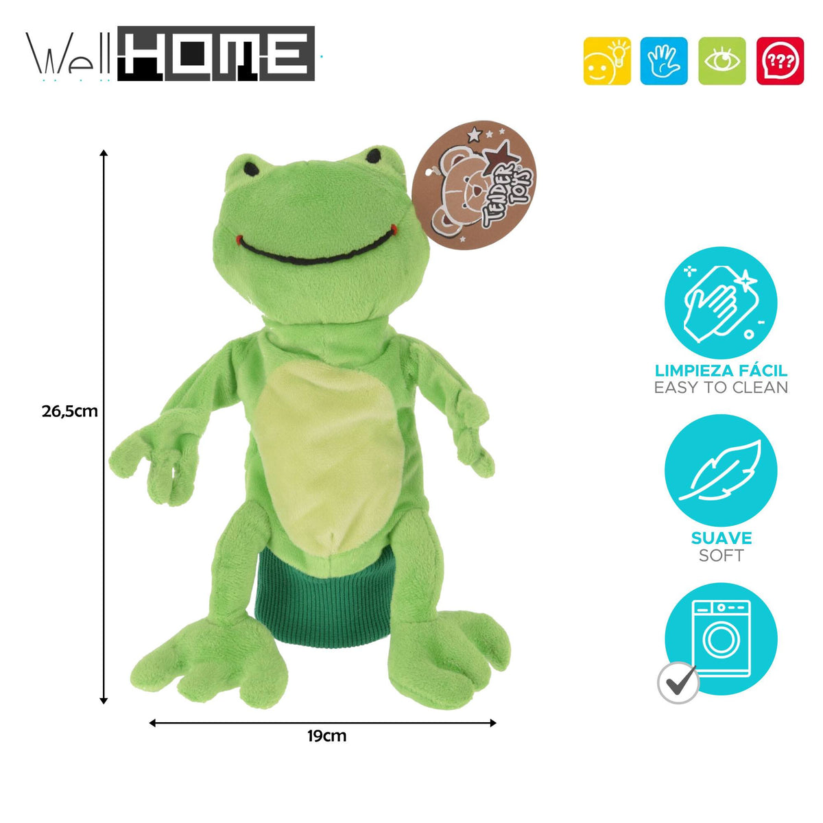 Peluche de mano diseño rana 26,5cm (2)