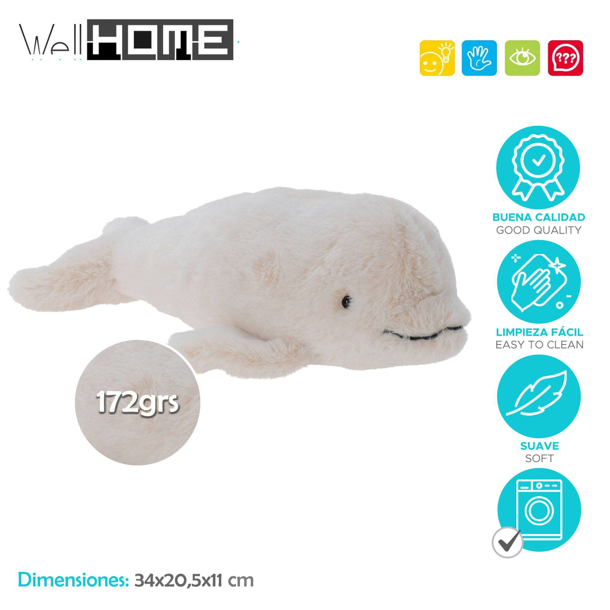 Peluche diseño delfín color blanco 33cm (2)