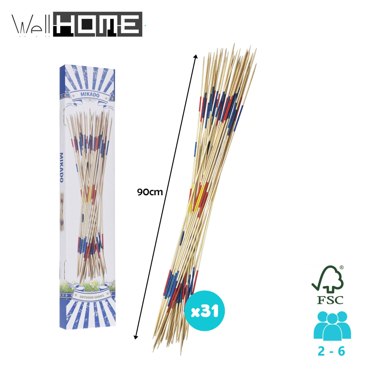Mikado XXL de madera con 31 palitos (2)