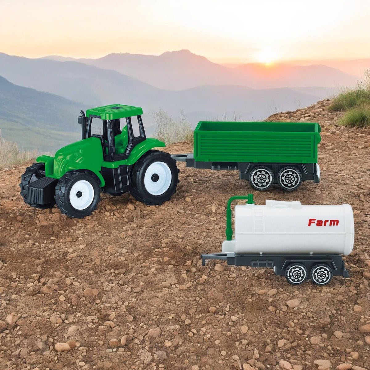 Tractor con 2 remolques de 27cm diseño aleatorio (3)