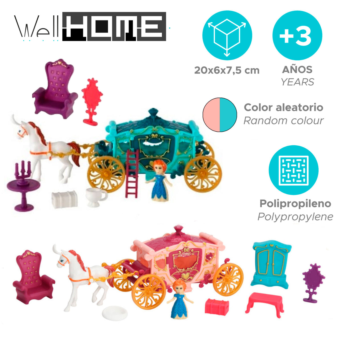 Carruaje con caballo y accesorios color aleatorio (2)