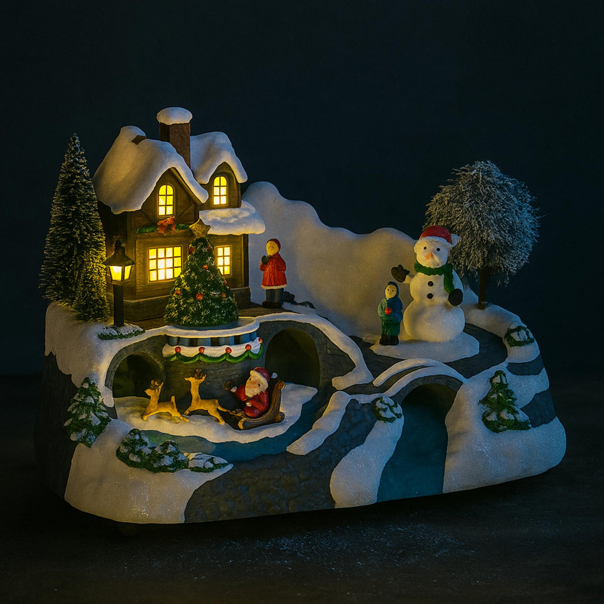 Casa de luces pueblo navideño decorativa (6)