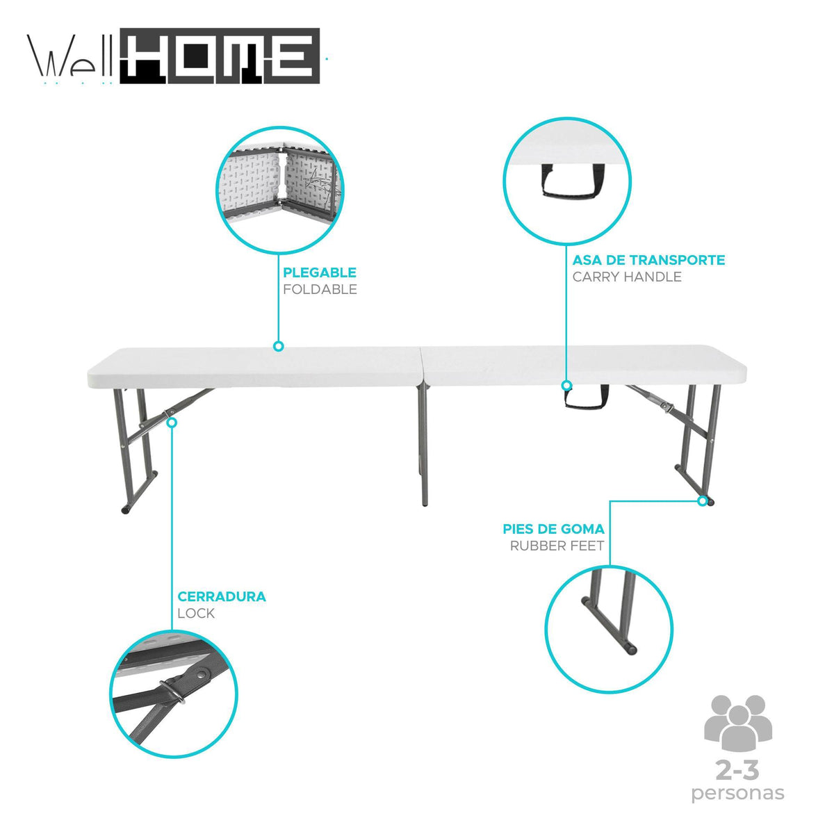 Banco plegable 183x30x43cm (2)