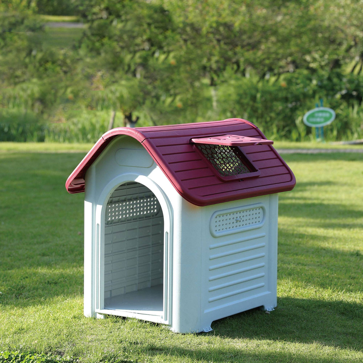 Caseta para mascotas 96x78x92cm tejado rojo (3)