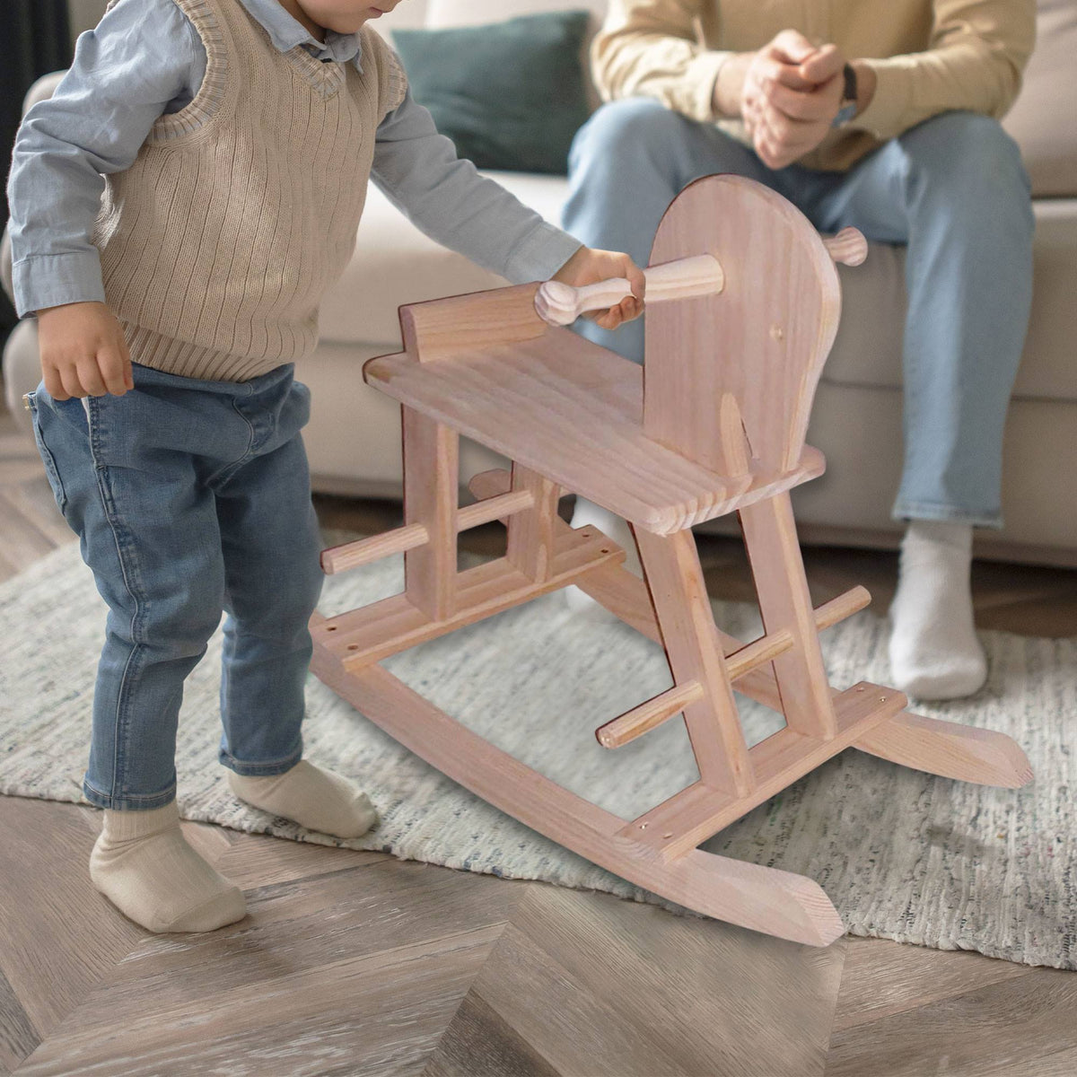 Caballito balancín infantil en madera fijo (3)