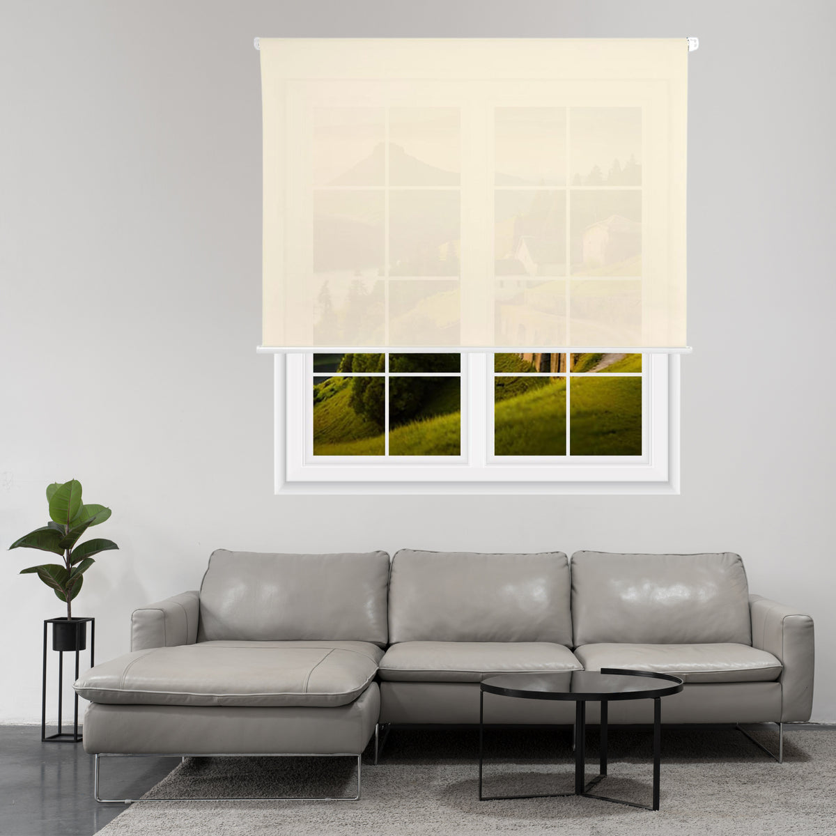 Estor enrollable translúcido liso beige 180x110cm (6)