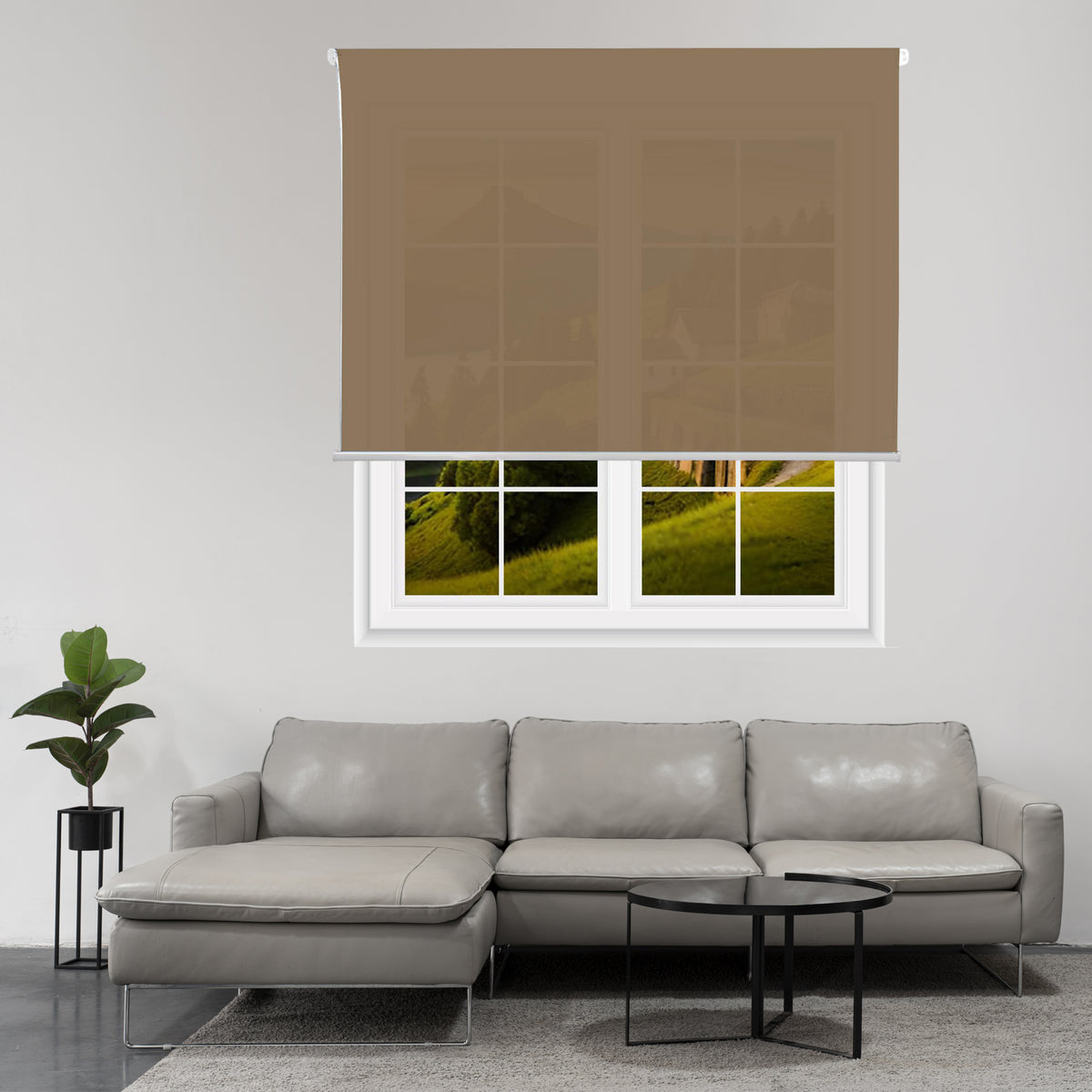 Estor enrollable translúcido liso marrón claro 180x110cm (6)