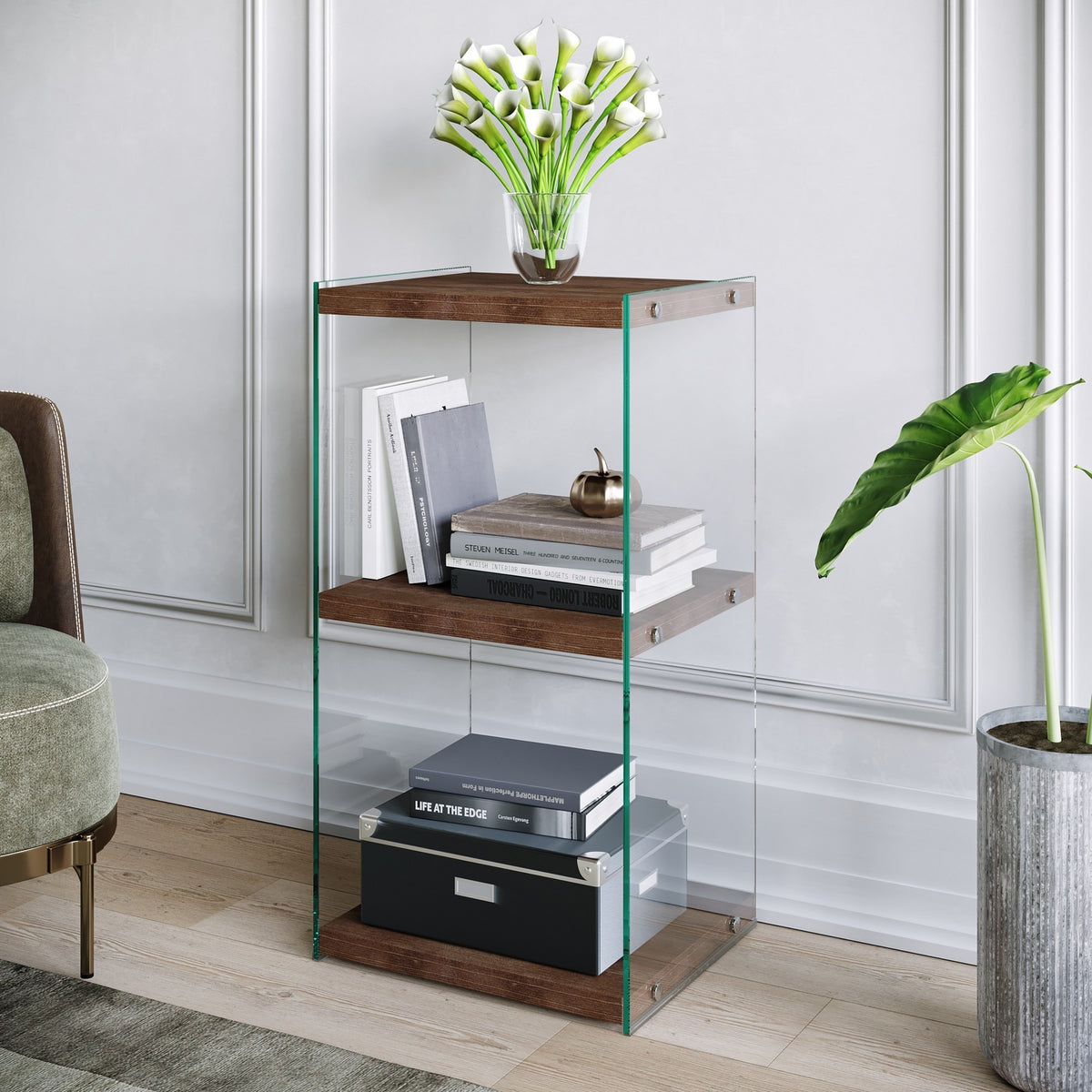 Librería madera maciza pino nogal 40x80x35 cm (4)