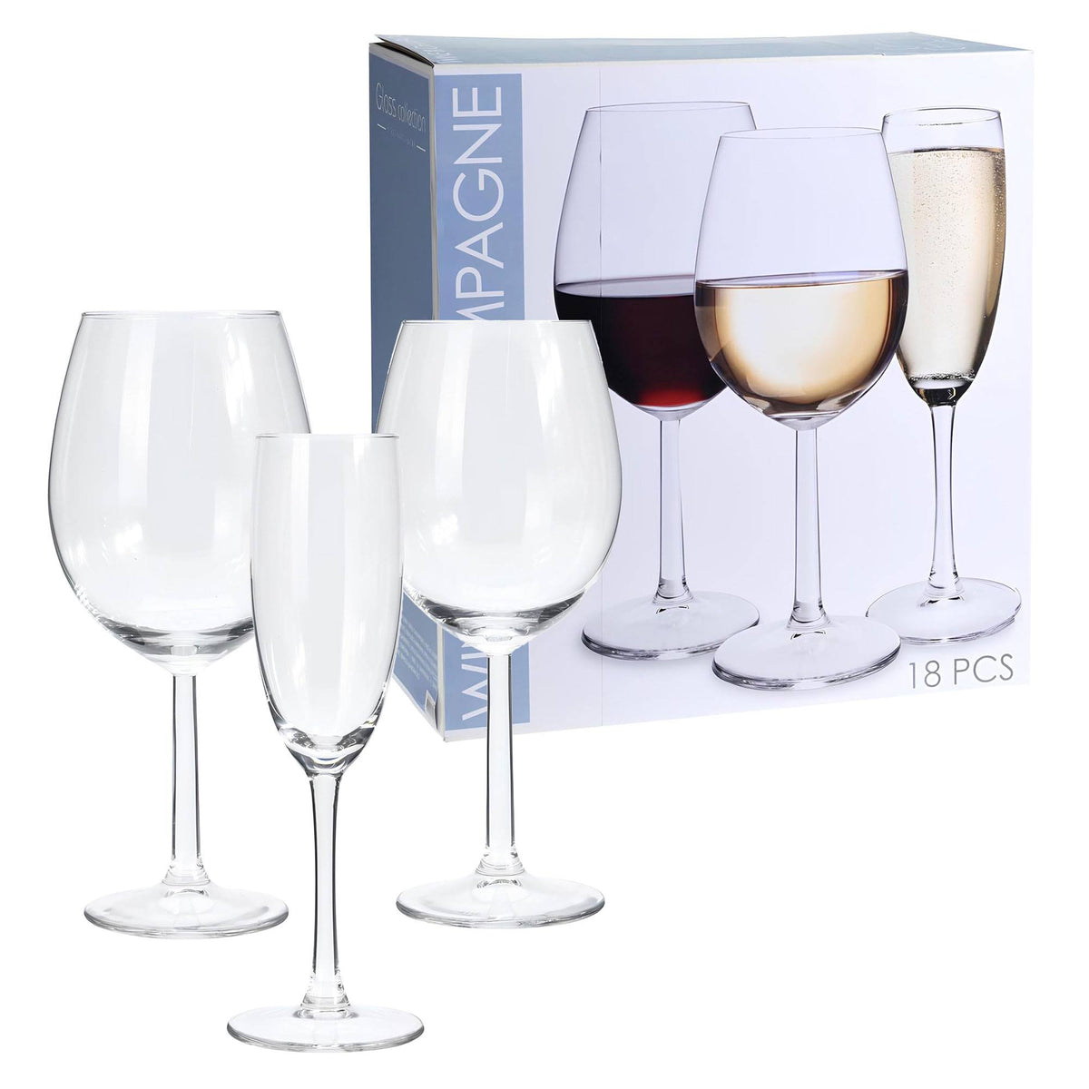 Set 18 copas de vino y champagne