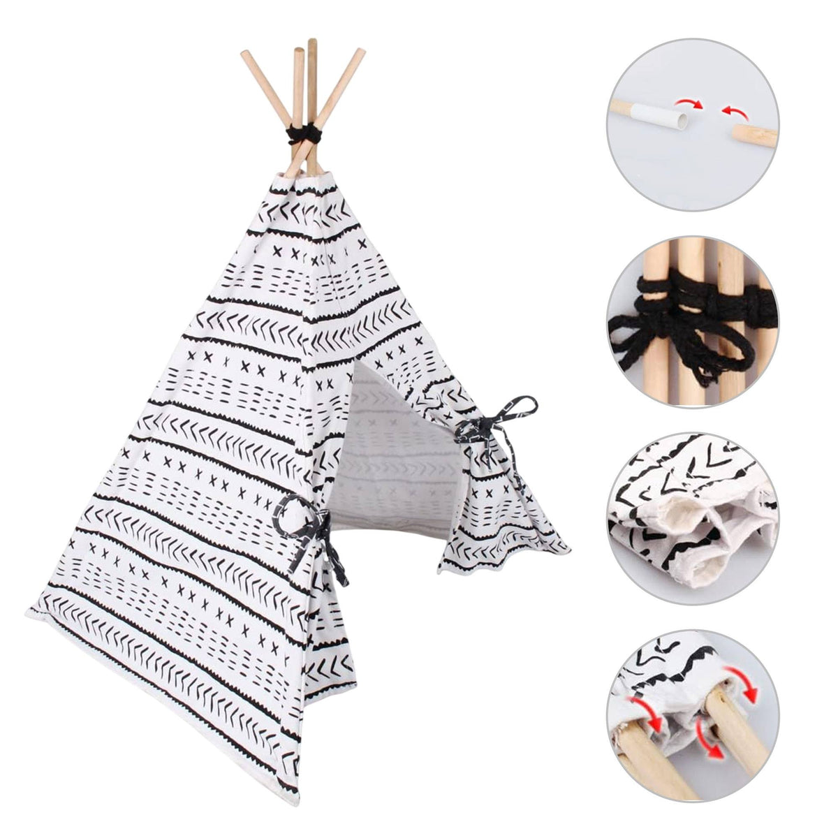Carpa tipi para mascotas de lona 56x56x74cm (3)