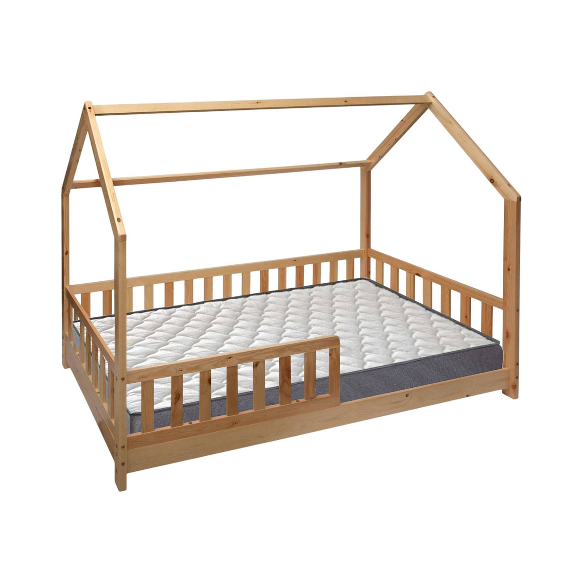 Cama infantil cabaña Bosco roble 90x190cm + colchón Serenia