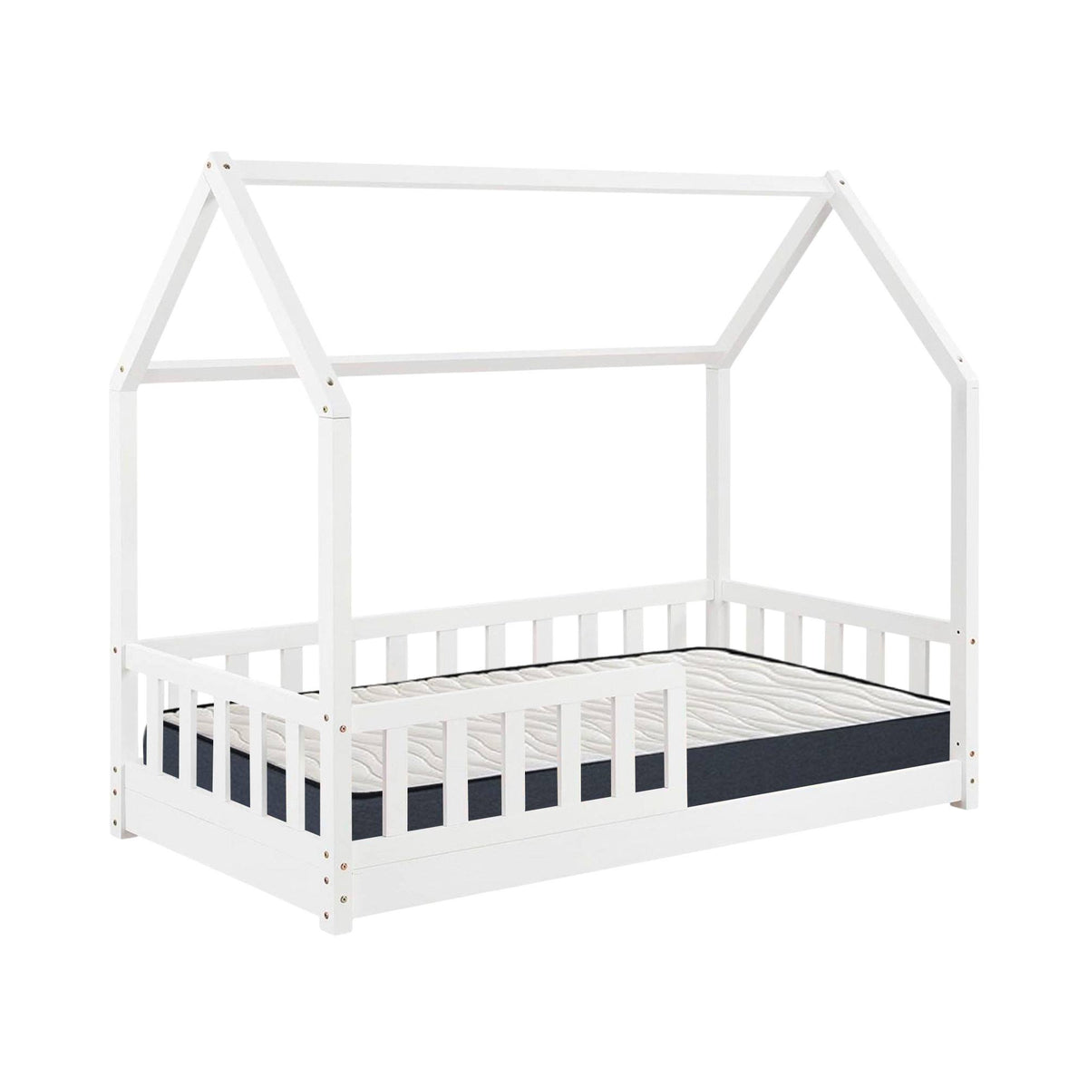 Cama infantil cabaña Bosco blanco 90x190cm + colchón Zent Roller