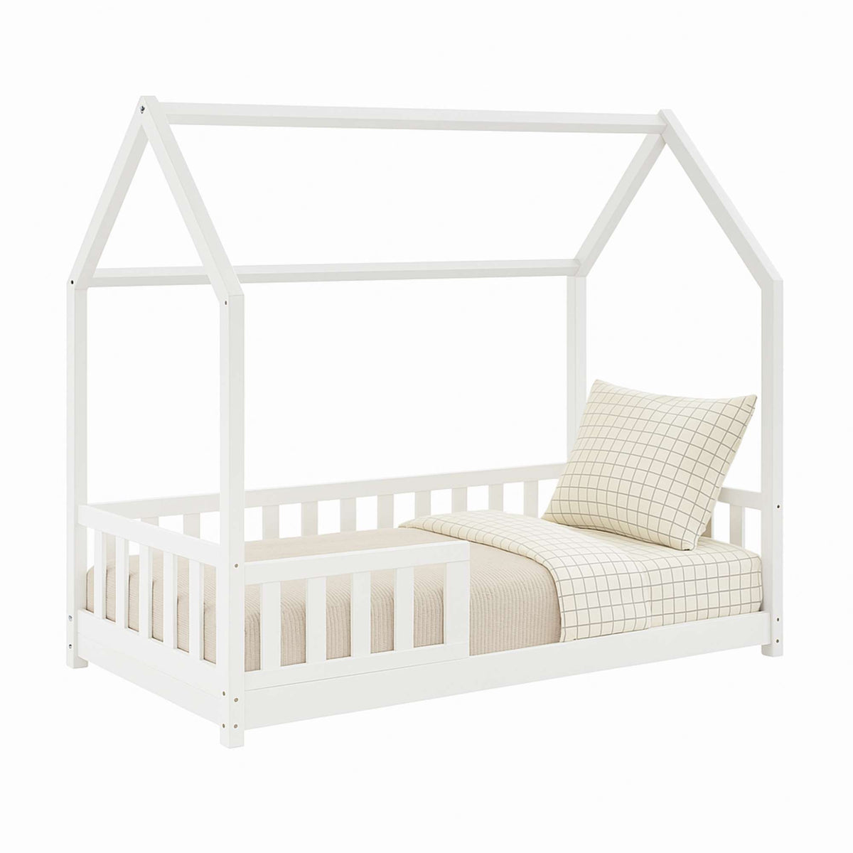 Cama infantil cabaña Bosco blanco 90x190cm + colchón Zent Roller (7)