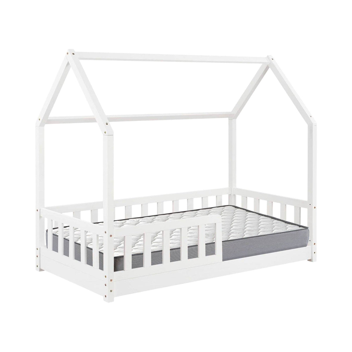 Cama infantil cabaña Bosco blanco 90x190cm + colchón Serenia