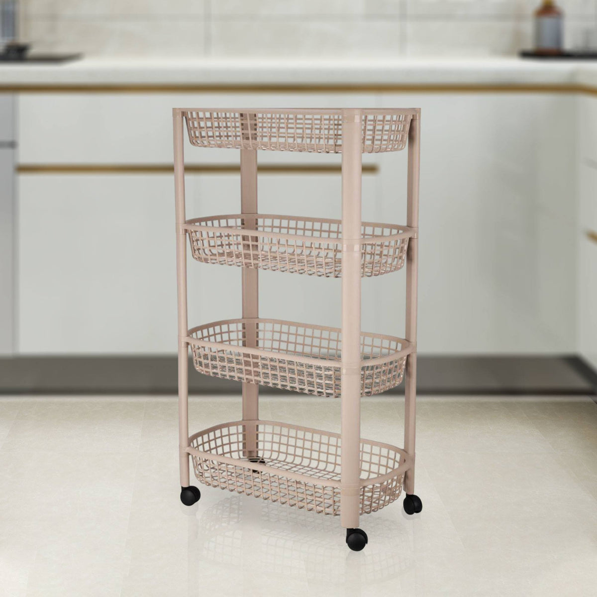 Carro de cocina con 4 ruedas color beige (4)