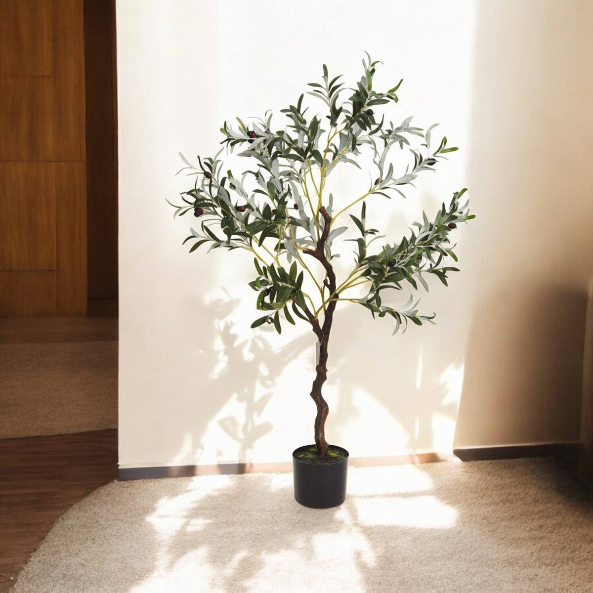 Olivo artificial en maceta negra H.116cm (5)