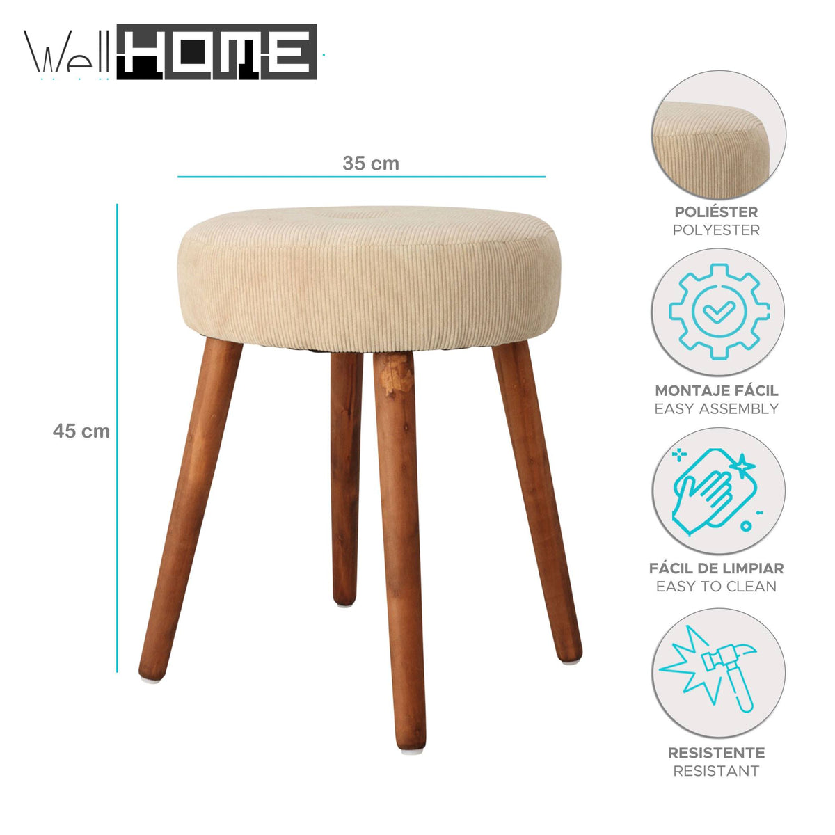 Taburete 35x45cm color beige (2)