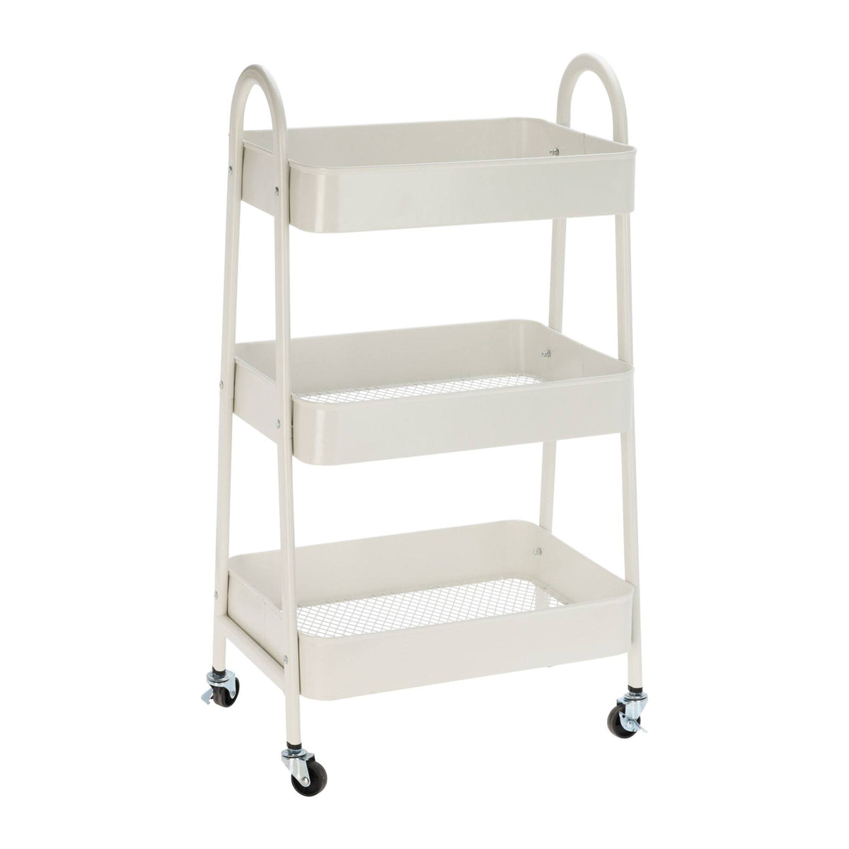 Carro de cocina blanco con 3 cestas y ruedas H.79,5cm