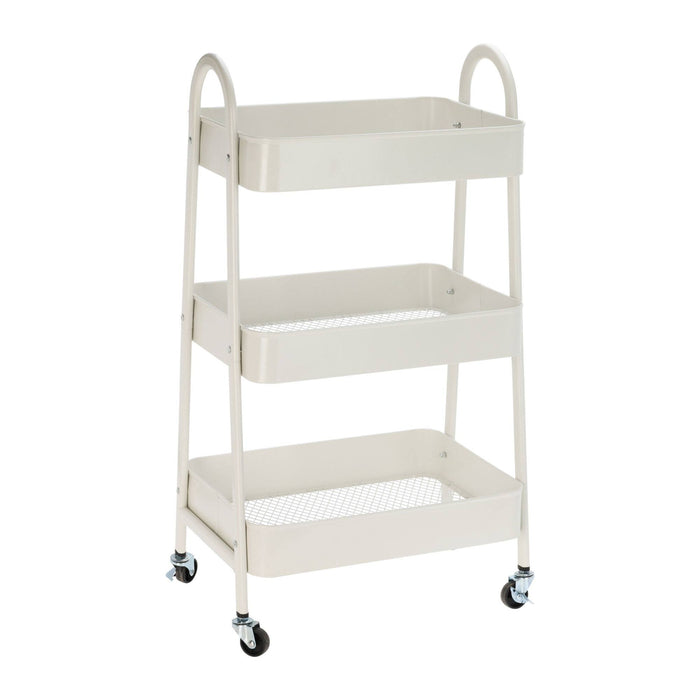 Carro de cocina blanco con 3 cestas y ruedas H.79,5cm