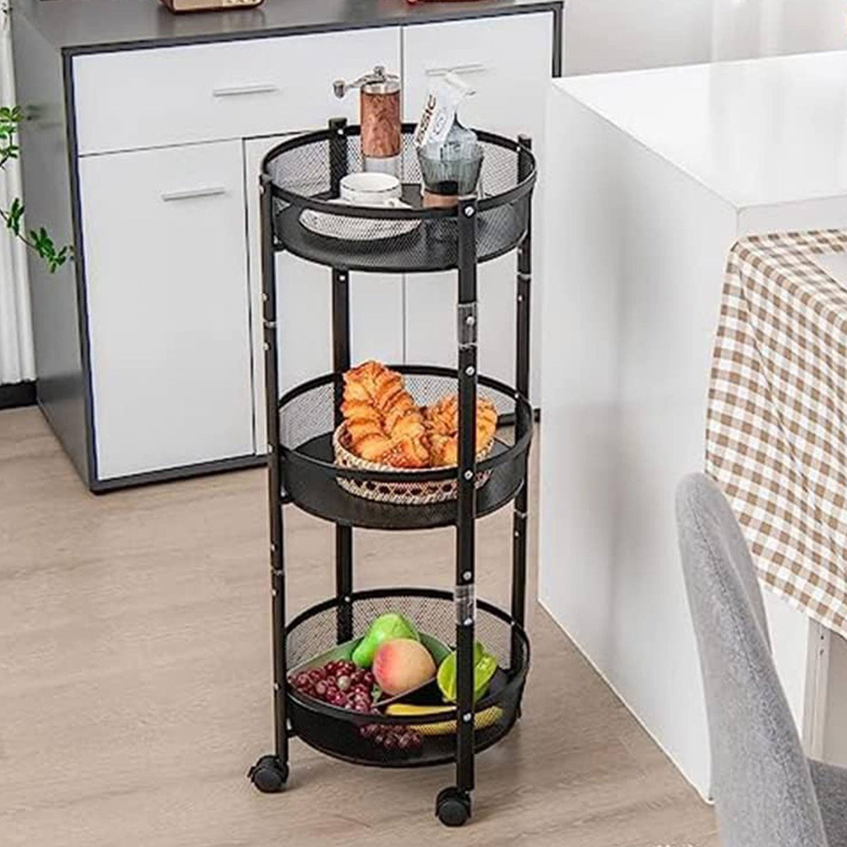 Carro de cocina plegable con ruedas Ø37x88cm (4)