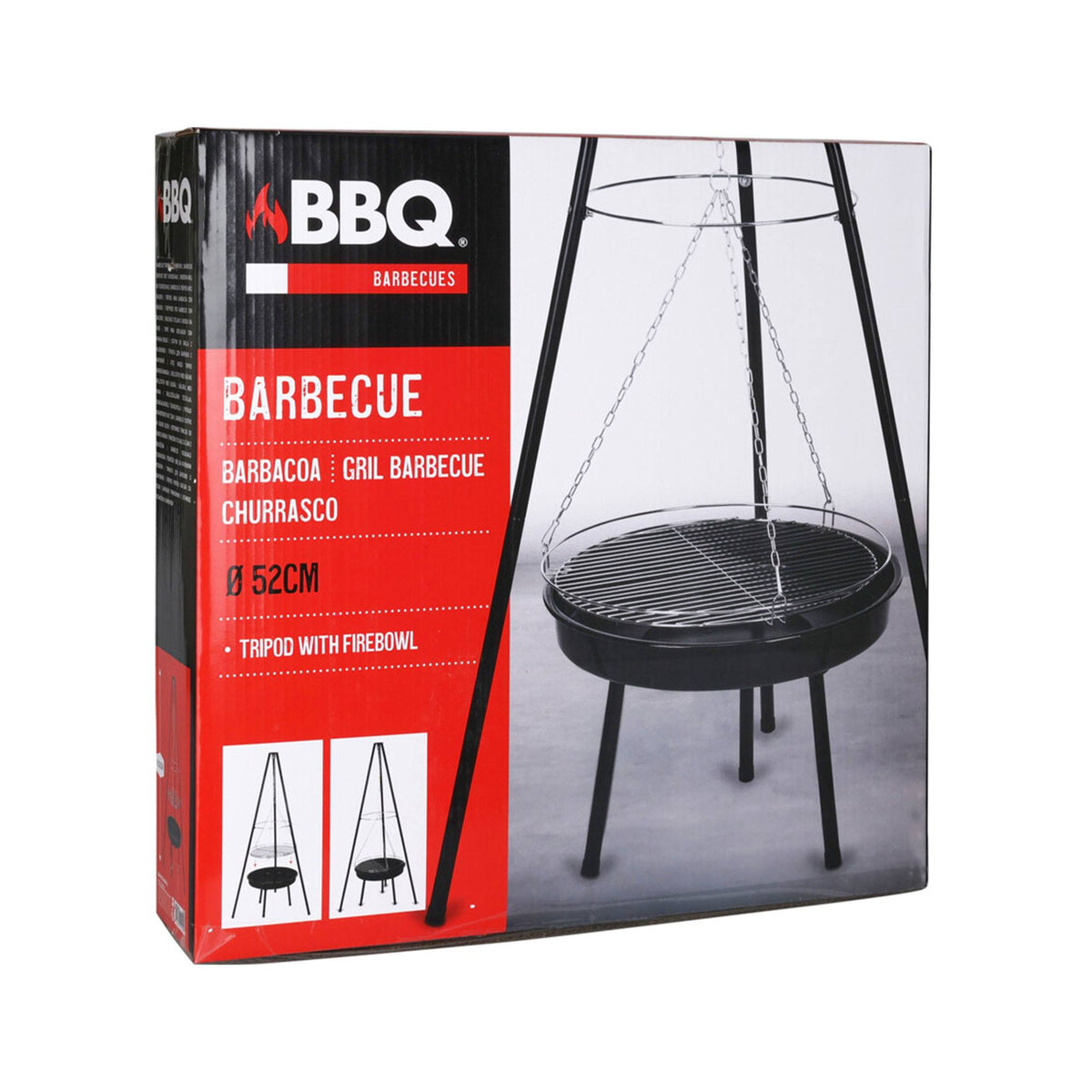 Trípode BBQ con cadena y parrilla en acero (5)