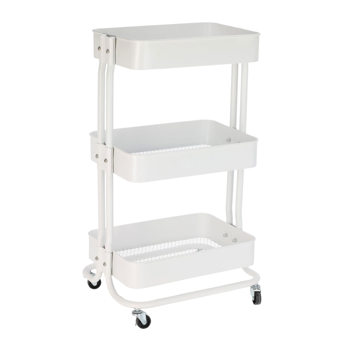 Carro de cocina hierro blanco con ruedas y 3 cajones