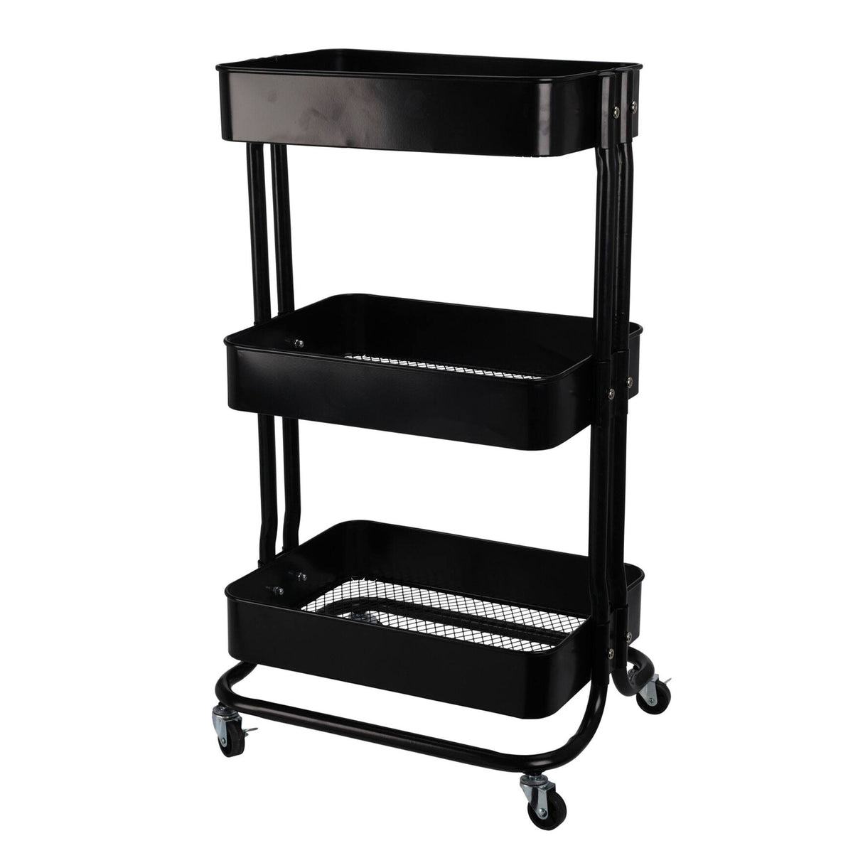 Carro de cocina hierro negro con ruedas y 3 cajones