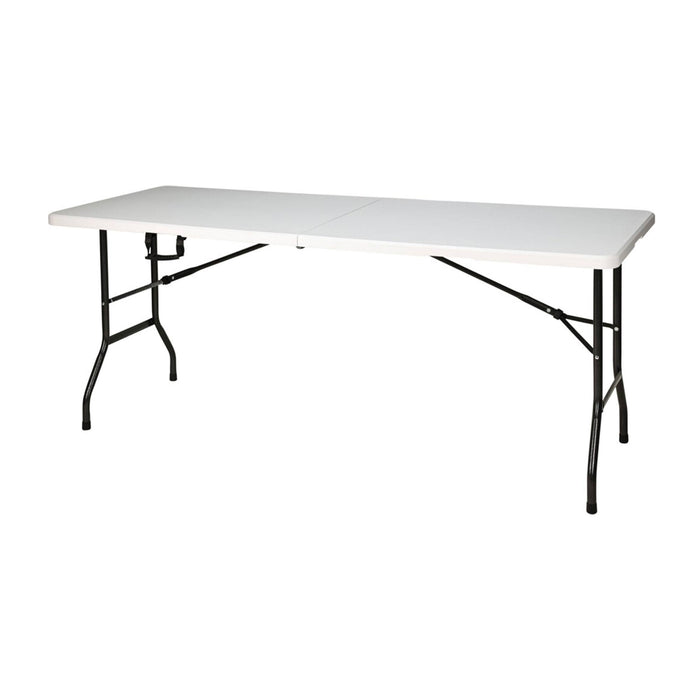 Mesa plegable blanca 180x70x74cm con bloqueo automático