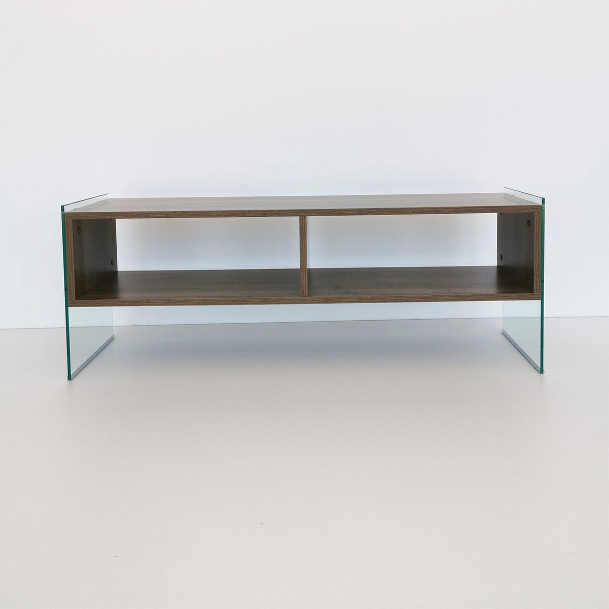 Mesa de TV melamina nogal y blanco 120x45x35cm (3)