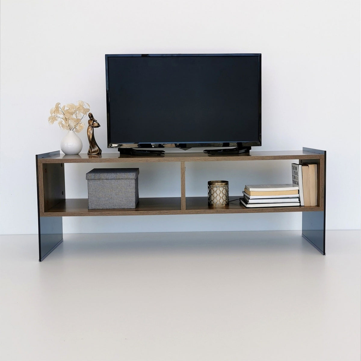 Mesa de TV melamina nogal 120x45x35cm (7)