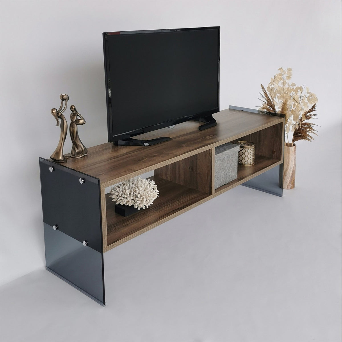 Mesa de TV melamina nogal 120x45x35cm (8)
