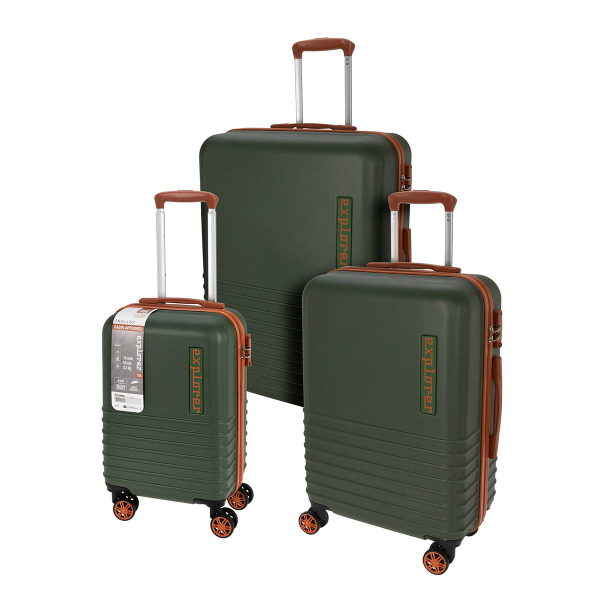 Set 3 maletas 18''-22''-26'' ABS verde con ruedas dobles