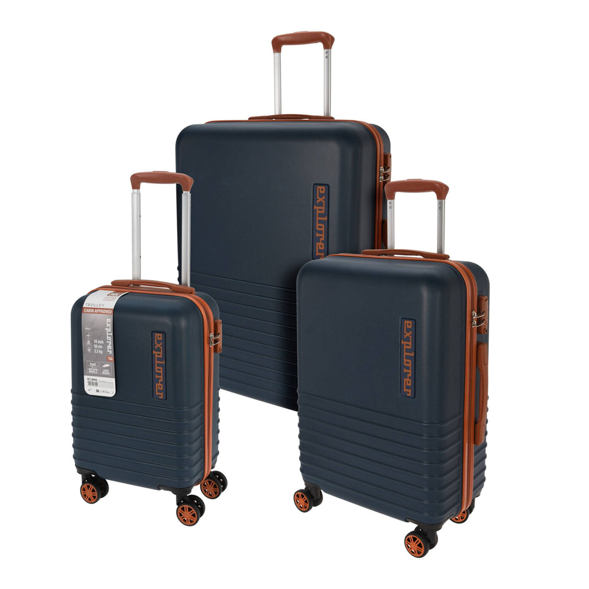 Set 3 maletas 18''-22''-26'' ABS azul con ruedas dobles