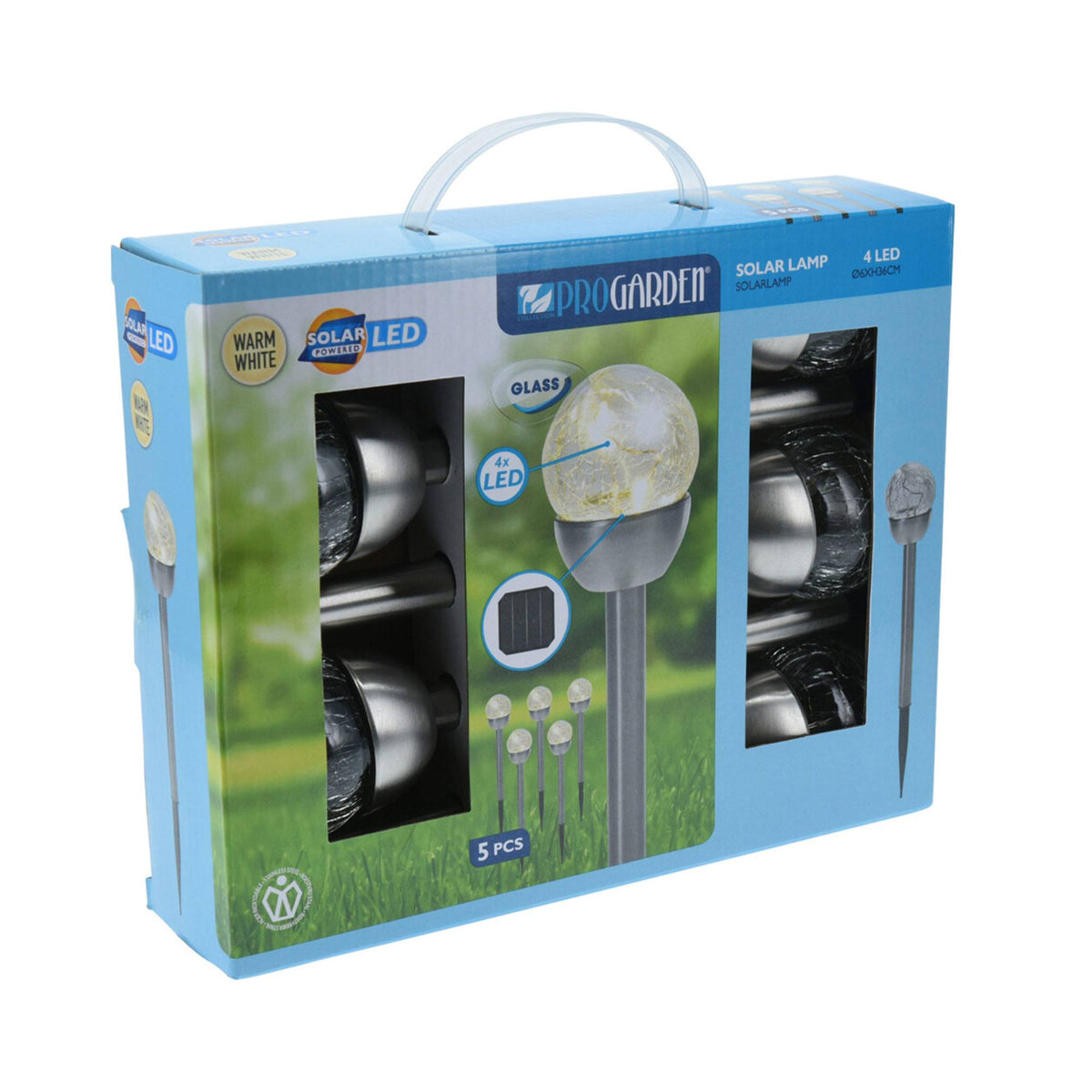 Juego de 5 luces solares acero inoxidable Ø6cm (6)