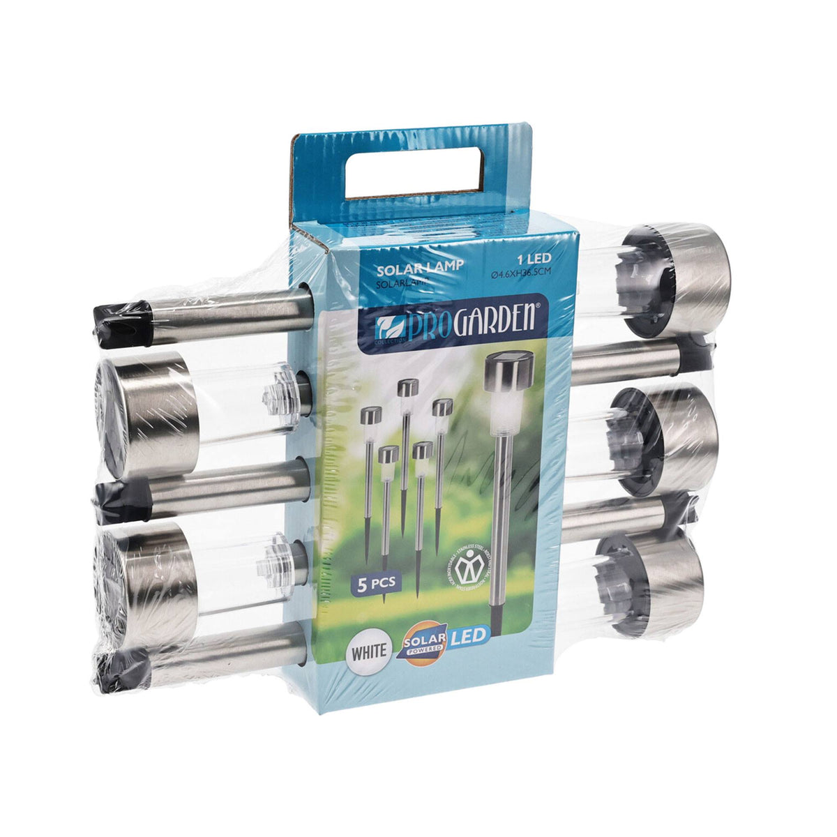 Juego de 5 luces solares acero inoxidable Ø4,6cm (5)