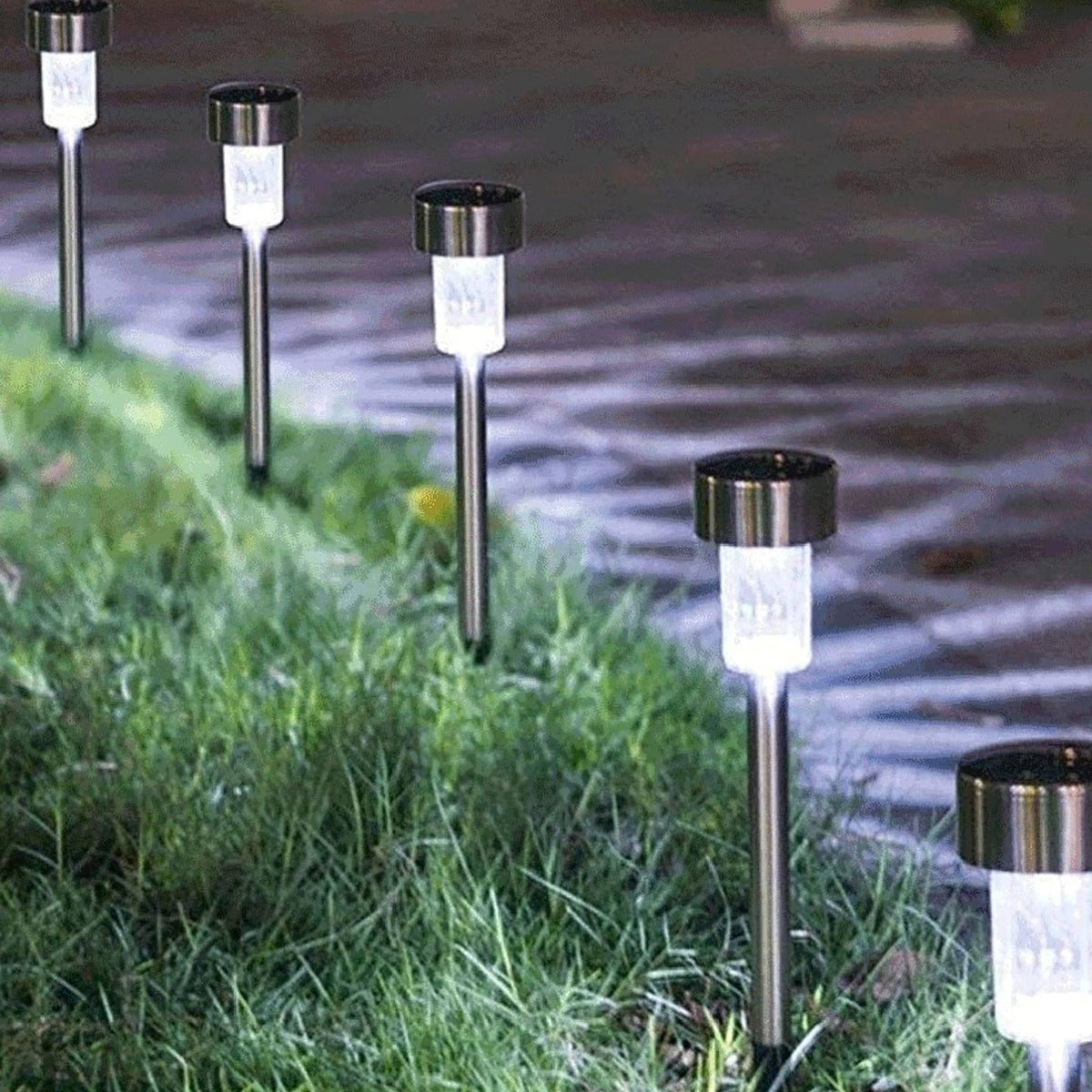 Juego de 7 luces solares acero inoxidable Ø4,6cm (4)