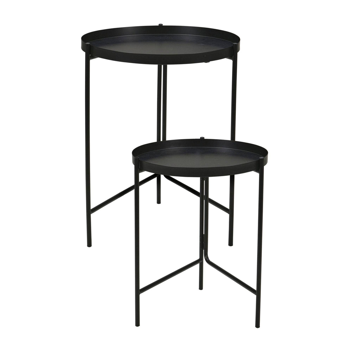 Juego de 2 mesas auxiliares redondas metal negro Ø31 Ø36cm