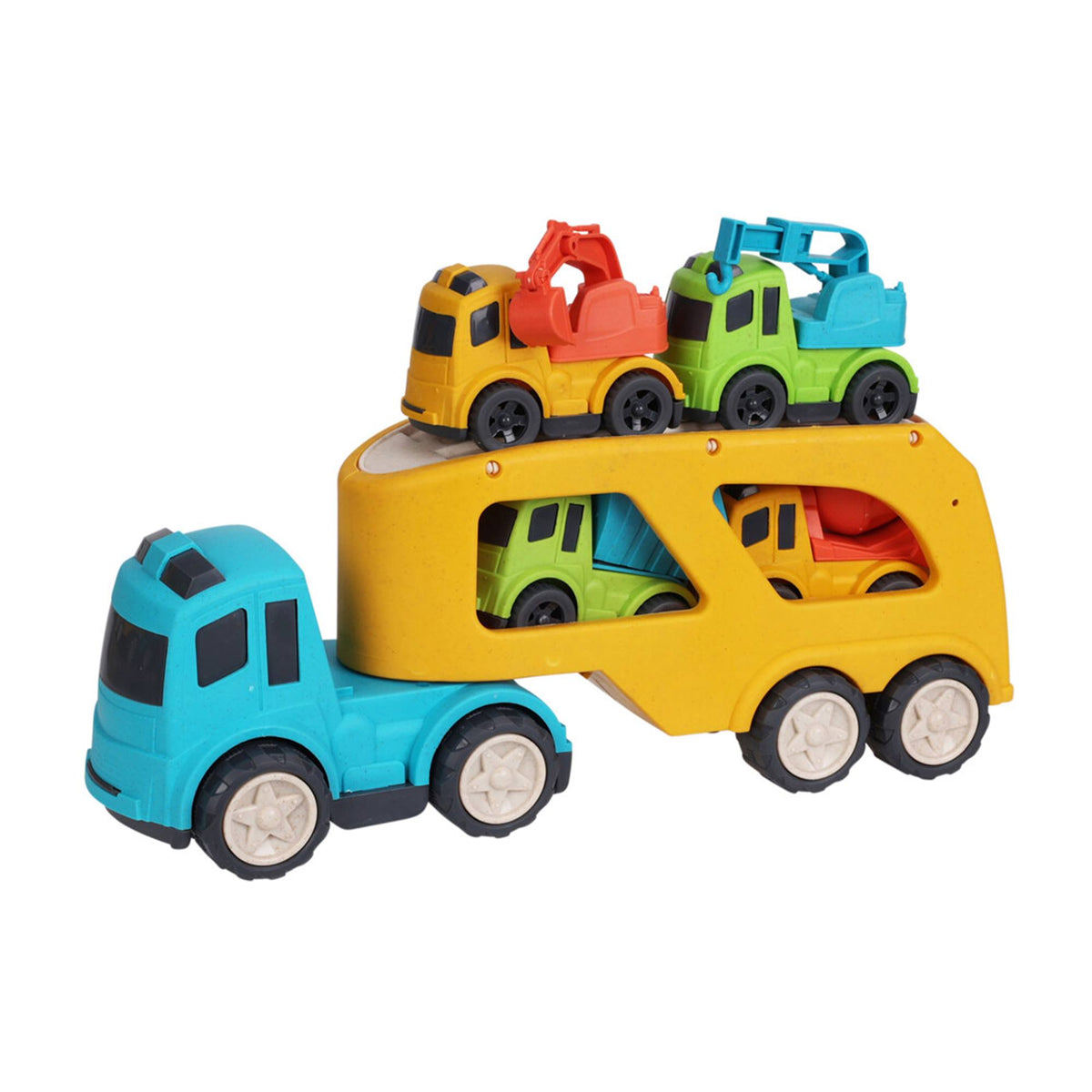 Camión de juguete 33cm con remolque y 4 coches
