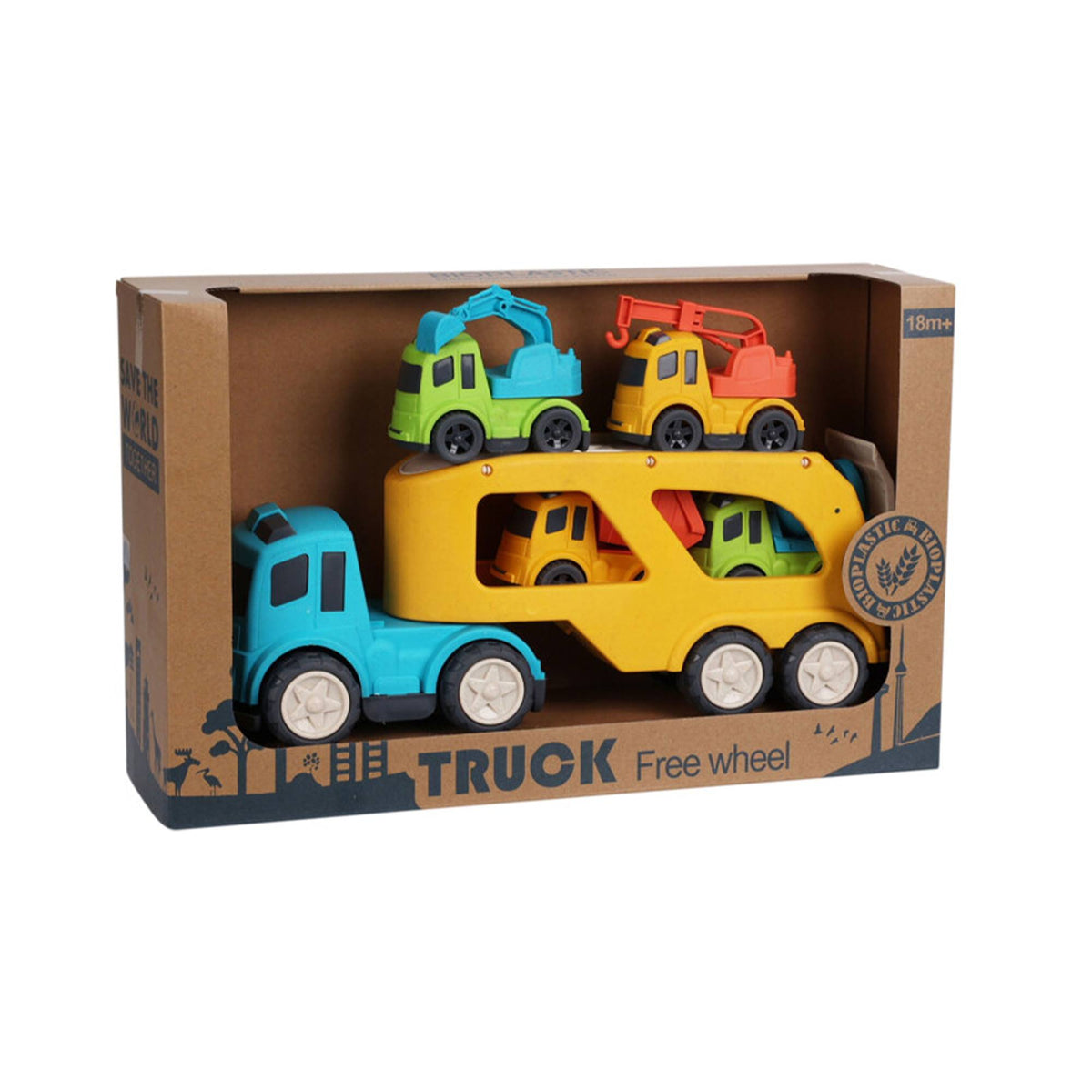 Camión de juguete 33cm con remolque y 4 coches (5)