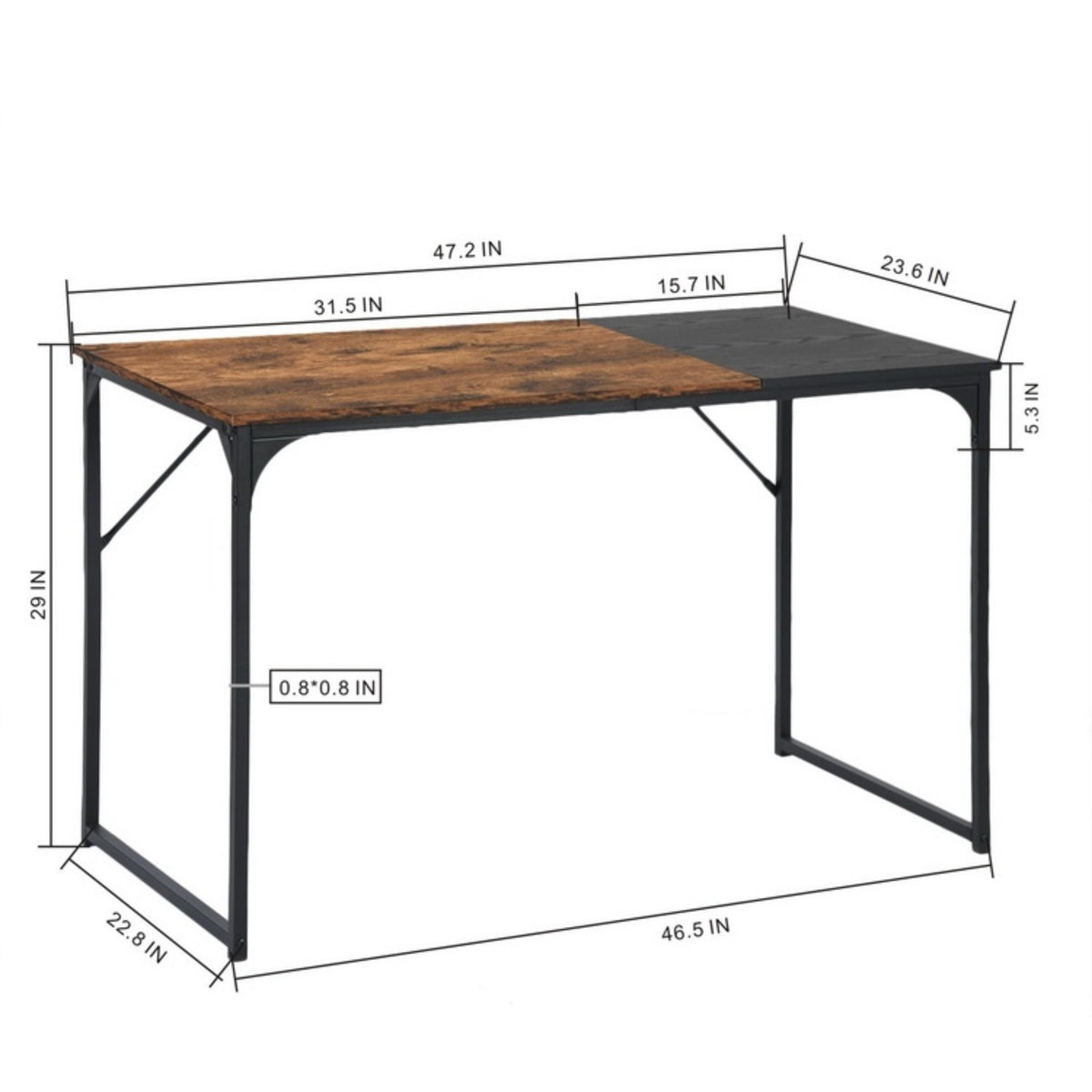 Mesa extensible vintage negro 120x60x74 cm (5)