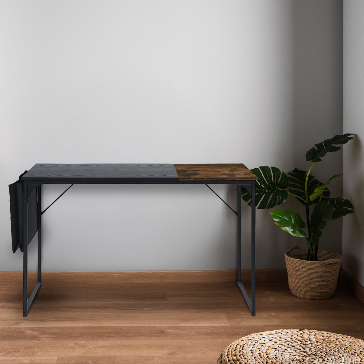 Mesa plegable con portadocumentos vintage negro L.120 cm (3)