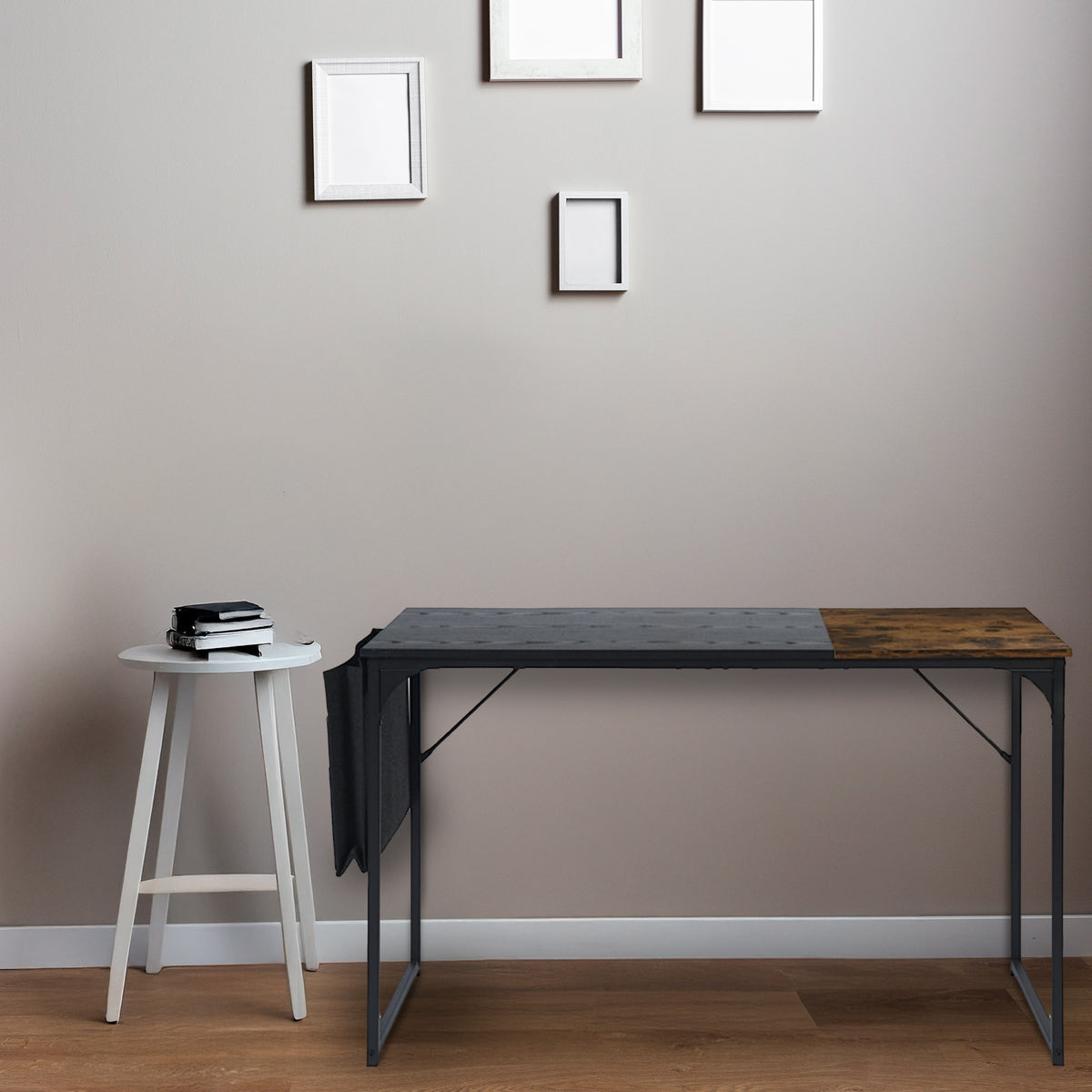 Mesa plegable con portadocumentos vintage negro L.120 cm (4)
