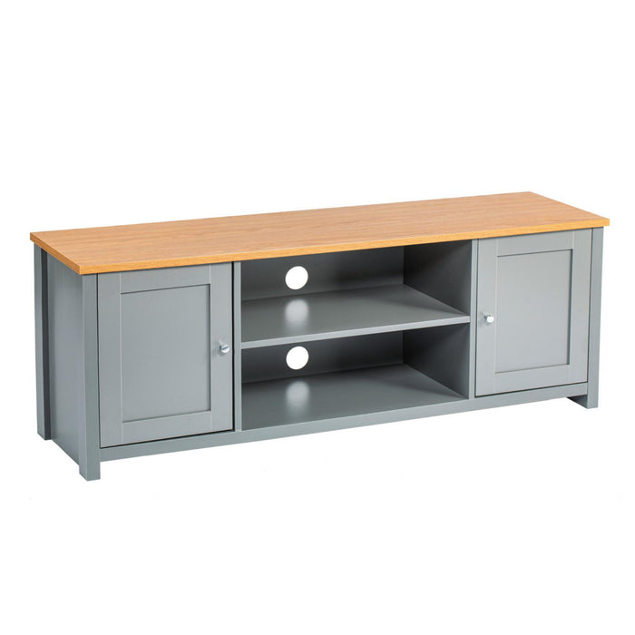 Mueble de TV madera haya gris 130x35x49,5 cm