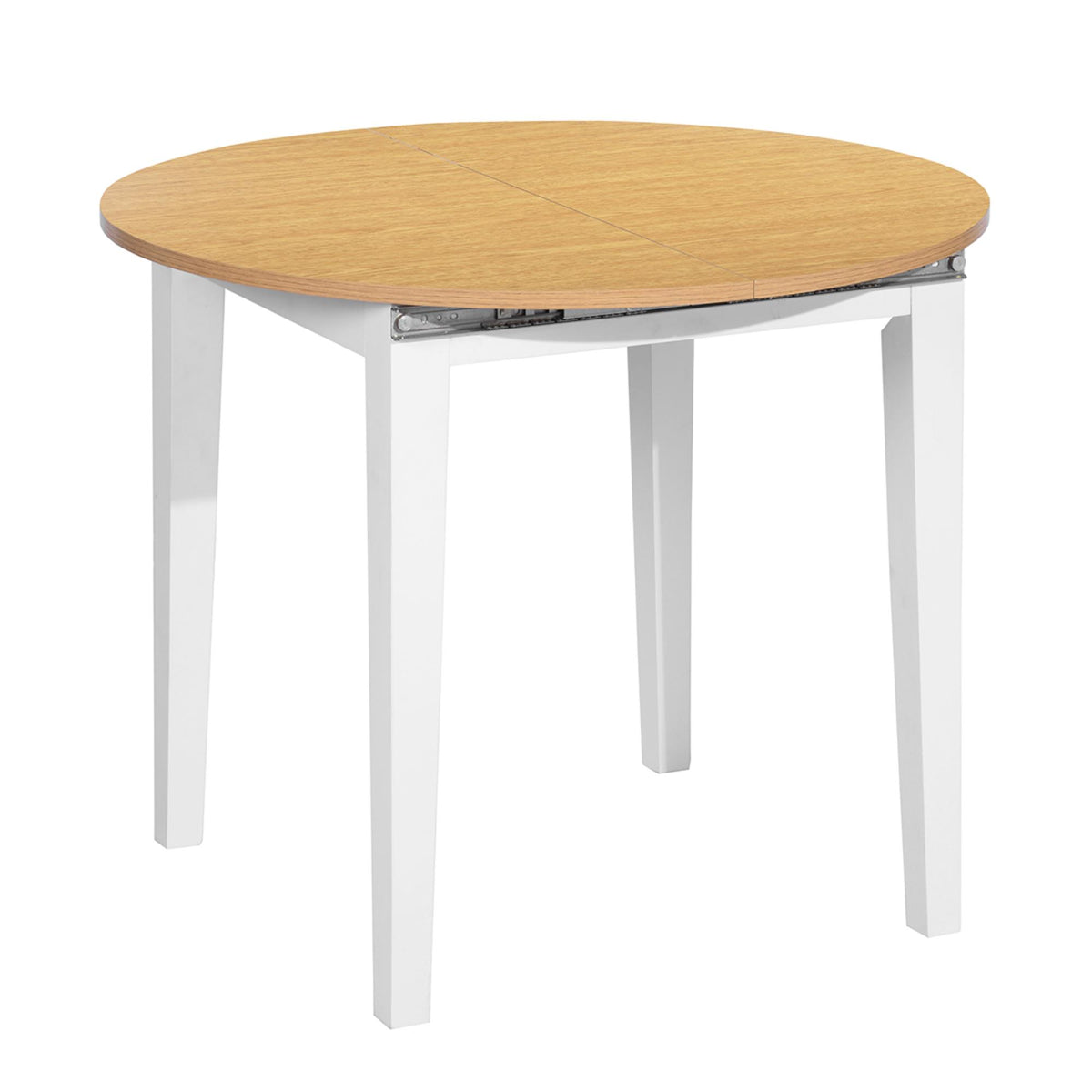 Mesa extensible circular blanco y haya 90-120cm H.75cm