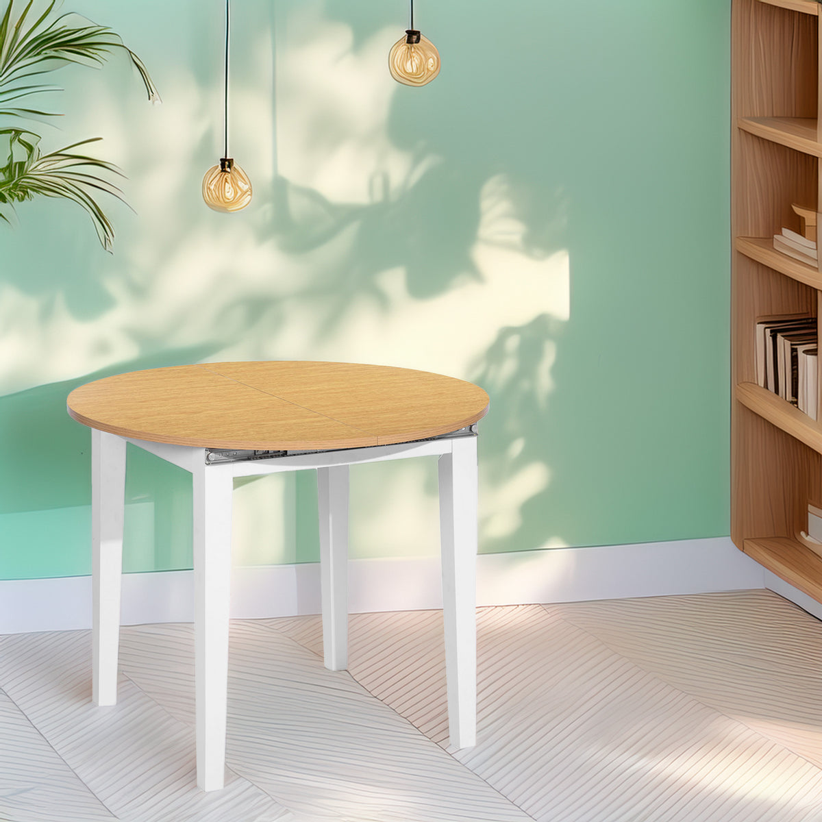 Mesa extensible circular blanco y haya 90-120cm H.75cm (3)
