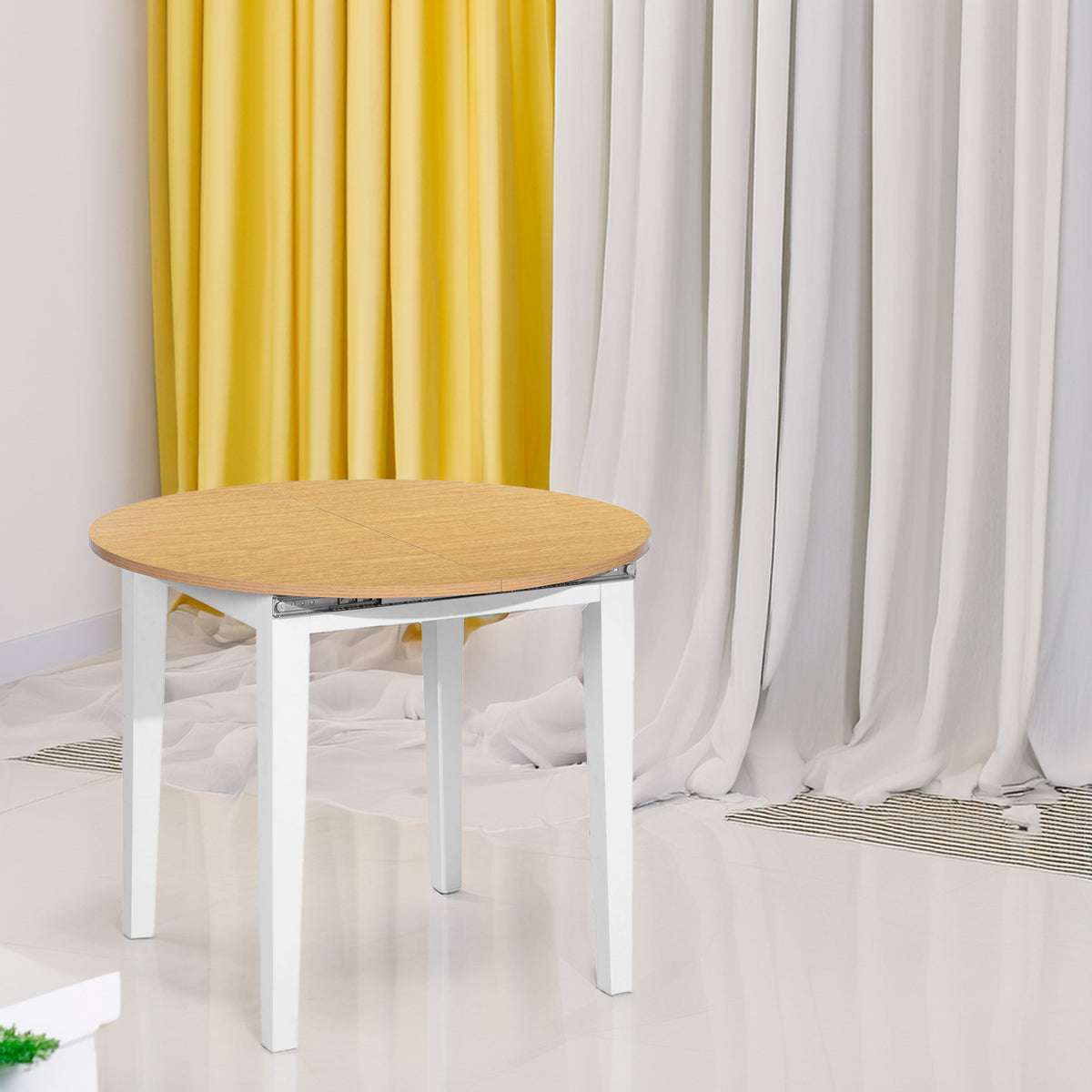 Mesa extensible circular blanco y haya 90-120cm H.75cm (4)