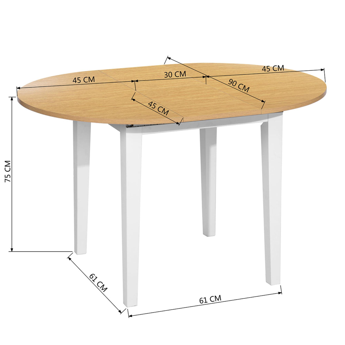 Mesa extensible circular blanco y haya 90-120cm H.75cm (5)