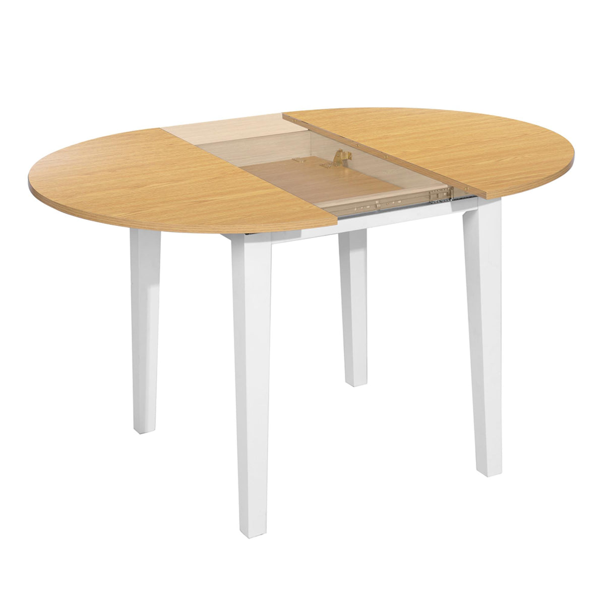 Mesa extensible circular blanco y haya 90-120cm H.75cm (6)