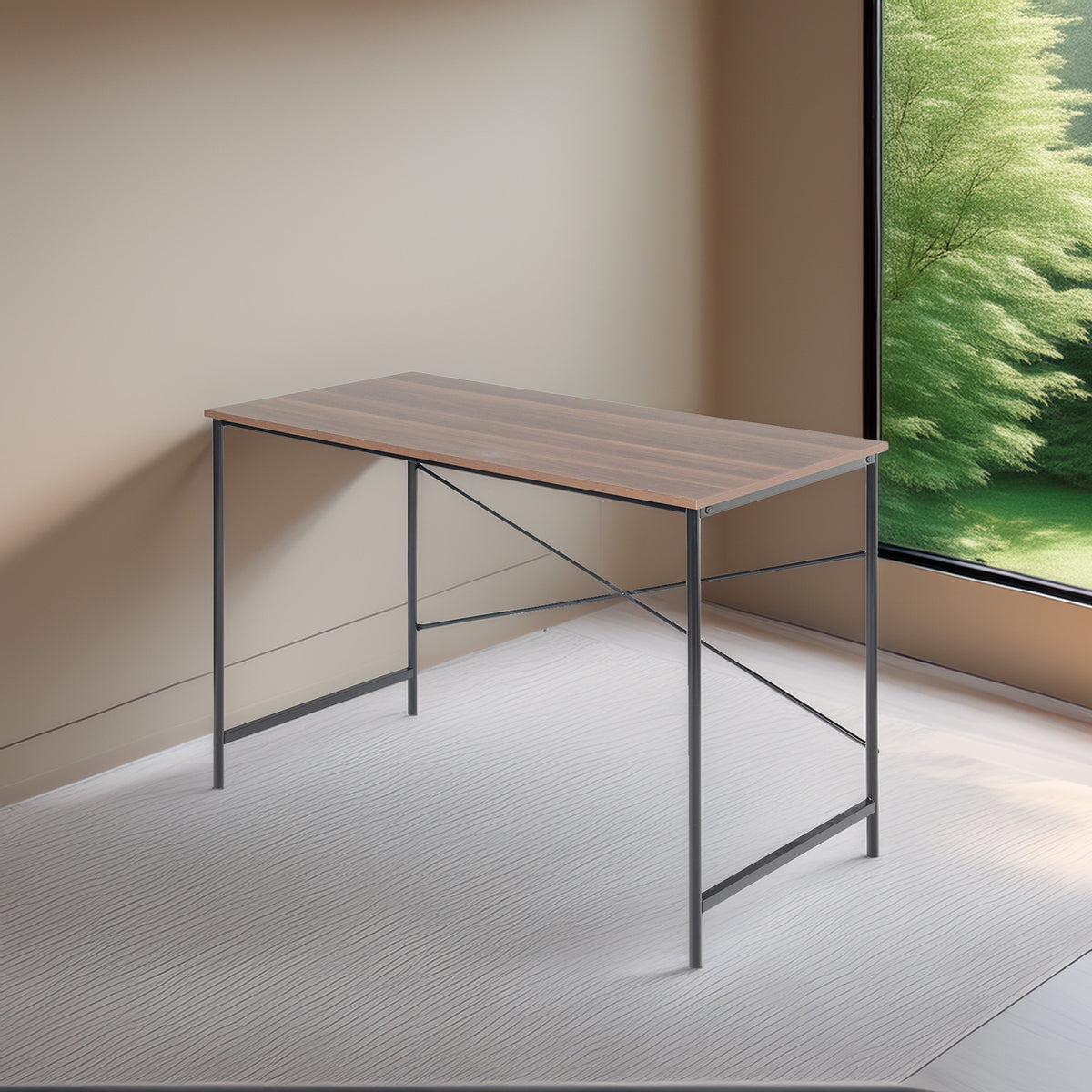 Mesa plegable escritorio nogal y negro 120x60x75 cm (3)